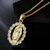 Hip Hop Iced Out Big Virgin Mary Necklaces Pendants Gold Color Stainless Steel Chain For Women Christian Jewelry Madonna