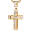 Hip Hop Iced Out Bling CZ Big Cross Pendant Necklace Gold Color Stainless Steel Chains For Men Christian Jewelry