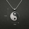 Hip Hop Iced Out Bling Gossip Yin Yang Aumlet Pendant Necklace Gold Silver Color Stainless Steel Chains For Women Men Jewelry