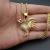 Hip Hop Iced Out Chain Bling Rooster Pendant Necklace For Men/Women Gold Color Stainless Steel French Jewelry Gift Collier