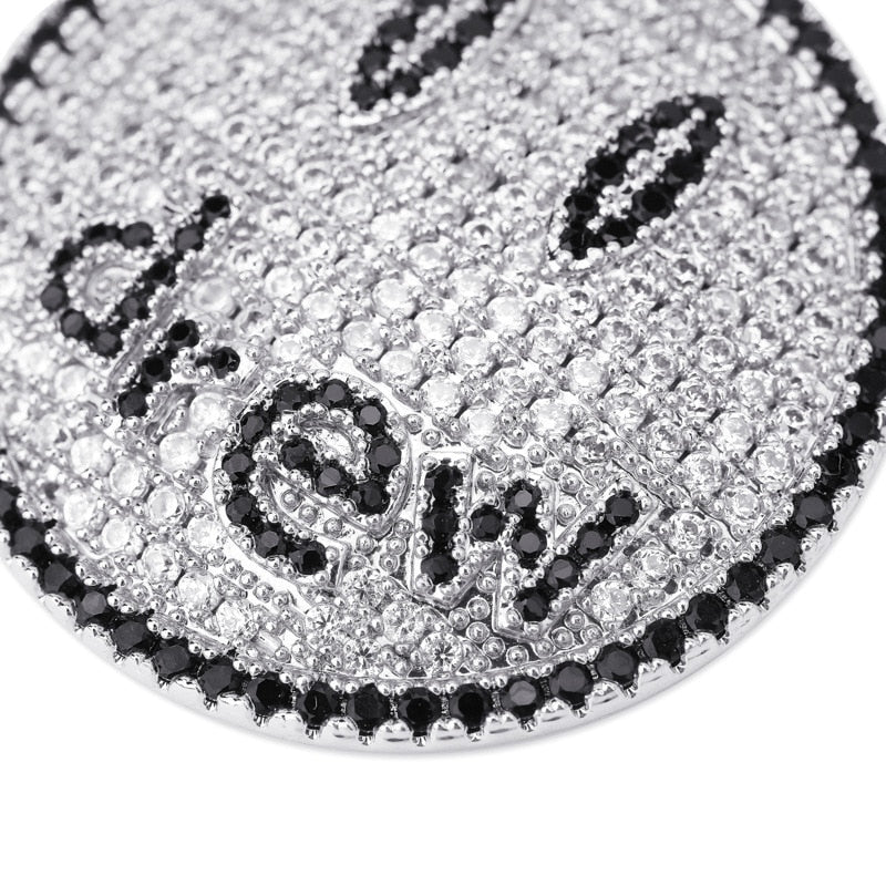 Hip Hop Jewelry Drew Smiling Face Pendant Necklace For Men Women  Micro Pave Colorful Zircon Lovers Necklace Gift