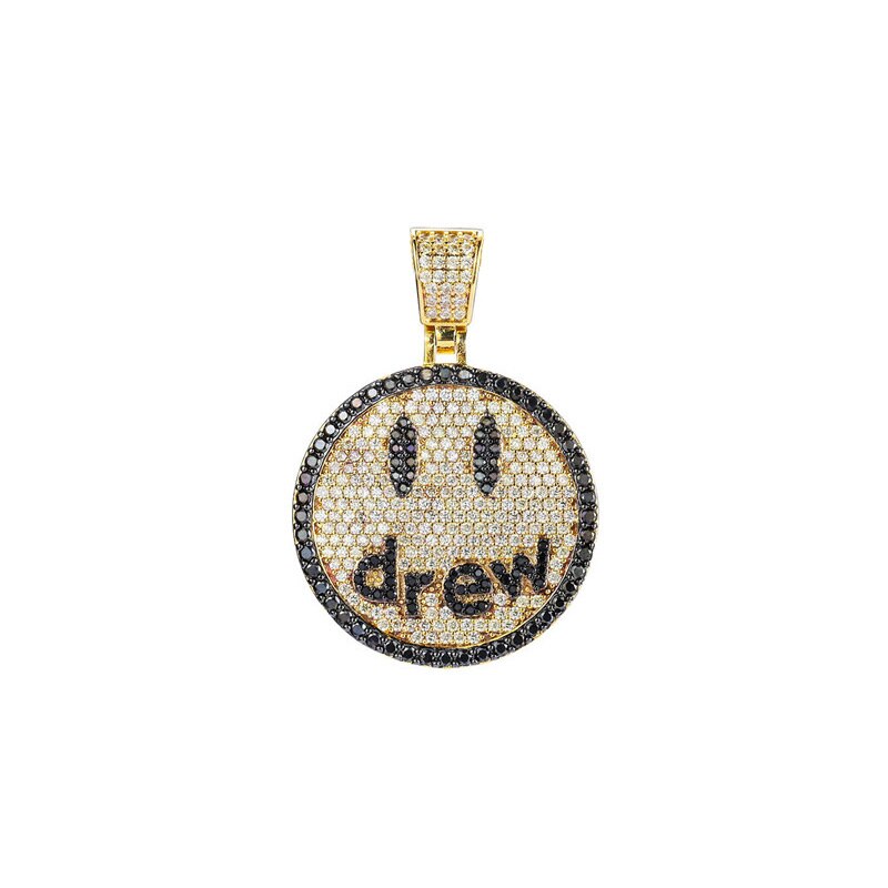 Hip Hop Jewelry Drew Smiling Face Pendant Necklace For Men Women  Micro Pave Colorful Zircon Lovers Necklace