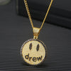 Hip Hop Jewelry Drew Smiling Face Pendant Necklace For Men Women  Micro Pave Colorful Zircon Lovers Necklace