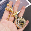 Hip Hop Jewelry Dollar Sign Money Bag Big Pendants Necklaces For Women Men Gold Silver Color Long Chain Necklace Gift