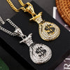 Hip Hop Jewelry Dollar Sign Money Bag Big Pendants Necklaces For Women Men Gold Silver Color Long Chain Necklace Gift