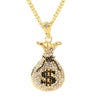 Hip Hop Jewelry Dollar Sign Money Bag Big Pendants Necklaces For Women Men Gold Silver Color Long Chain Necklace Gift