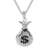 Hip Hop Jewelry Dollar Sign Money Bag Big Pendants Necklaces For Women Men Gold Silver Color Long Chain Necklace Gift