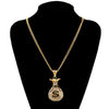 Hip Hop Jewelry Dollar Sign Money Bag Big Pendants Necklaces For Women Men Gold Silver Color Long Chain Necklace Gift