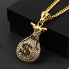 Hip Hop Jewelry Dollar Sign Money Bag Big Pendants Necklaces For Women Men Gold Silver Color Long Chain Necklace Gift