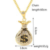 Hip Hop Jewelry Dollar Sign Money Bag Big Pendants Necklaces For Women Men Gold Silver Color Long Chain Necklace Gift