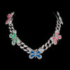 Hip Hop Jewelry Iced out Butterfly Cuban Choker Miami Curb Link Chain Bling full CZ stones Rapper Punk gift Rhinestones paved