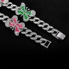 Hip Hop Jewelry Iced out Butterfly Cuban Choker Miami Curb Link Chain Bling full CZ stones Rapper Punk gift Rhinestones paved