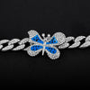 Hip Hop Jewelry Iced out Butterfly Cuban Choker Miami Curb Link Chain Bling full CZ stones Rapper Punk gift Rhinestones paved
