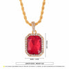 Hip Hop Jewelry Men Red Crystal Necklace Twisted Gold Chain Geometric Square Rhinestone Pendant Chain Women Long Necklace