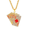 Hip Hop Jewelry Women Men Statement Enamel Playing Cards Pendants Necklaces Hip Hop Jewelry Gold Silver Color Necklace