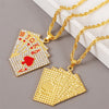 Hip Hop Jewelry Women Men Statement Enamel Playing Cards Pendants Necklaces Hip Hop Jewelry Gold Silver Color Necklace