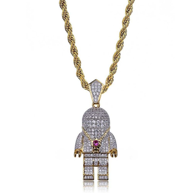 Hop Jewelry Zircon Astronaut Iced Out Co Mens Pendant Necklace Gold Chain For Men Fashion Necklace
