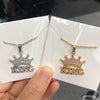 Hip Hop King Crown Pendant Necklaces For Women Men Zircon Gold Stainless Steel Chain  Party Couple Jewelry Gifts