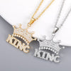 Hip Hop King Crown Pendant Necklaces For Women Men Zircon Gold Stainless Steel Chain  Party Couple Jewelry Gifts