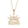 Hip Hop King Crown Pendant Necklaces For Women Men Zircon Gold Stainless Steel Chain  Party Couple Jewelry Gifts