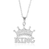 Hip Hop King Crown Pendant Necklaces For Women Men Zircon Gold Stainless Steel Chain  Party Couple Jewelry Gifts