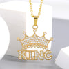 Hip Hop King Crown Pendant Necklaces For Women Men Zircon Gold Stainless Steel Chain  Party Couple Jewelry Gifts