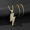 Hip Hop Lightning Pendant Necklace Cubic Zircon Alloy Necklace Long Chain Sweater Chain Men Women Rock Jewelry Gifts