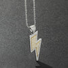 Hip Hop Lightning Pendant Necklace Cubic Zircon Alloy Necklace Long Chain Sweater Chain Men Women Rock Jewelry Gifts