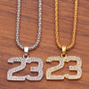 Hip Hop Lucky Number 23 Crystal pendant necklace Basketball Legend Number 23 women men necklace Jewelry gifts