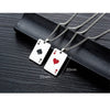 Hip Hop Mens Necklace Stainless Steel Chain Red Black A Heart Playing Cards Pendant Necklace for Men Casino Lucky Jewelry Gift