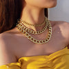 Hip Hop Multi Layered Linked Chain Chokers Necklace for Womens Exaggeration Gold Color Pendant Necklace 2021 Jewelry