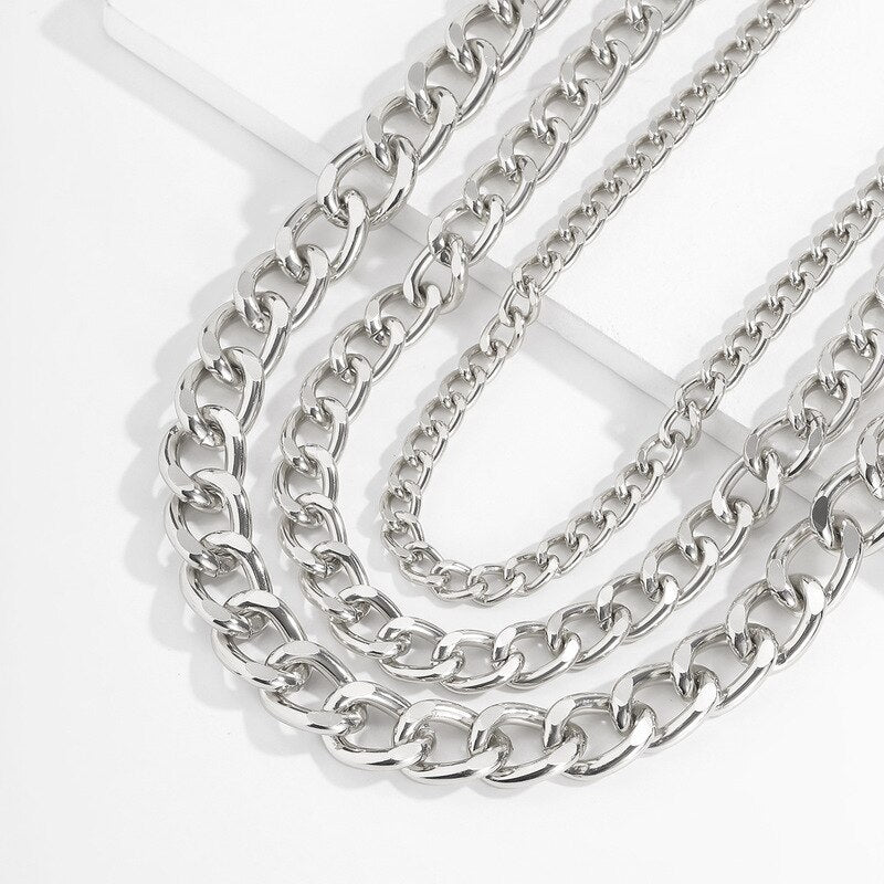 Hip Hop Multi Layered Linked Chain Chokers Necklace for Womens Exaggeration Gold Color Pendant Necklace 2021 Jewelry