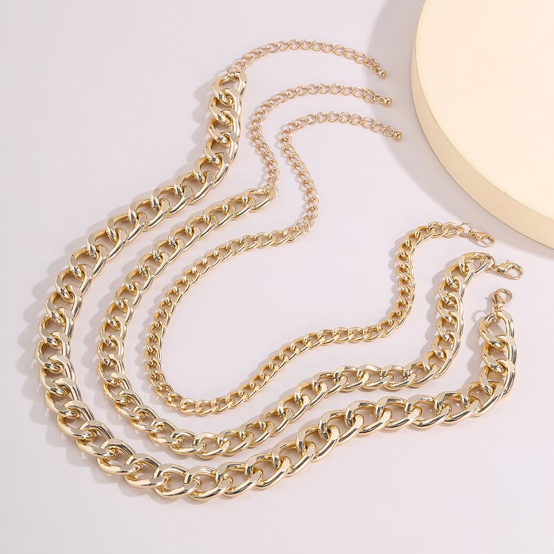 Hip Hop Multi Layered Linked Chain Chokers Necklace for Womens Exaggeration Gold Color Pendant Necklace 2021 Jewelry