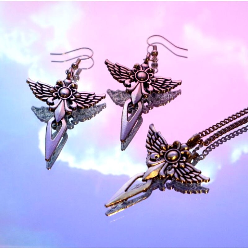 Hip Hop Necklace Wire Brambles Necklace Women Hip-hop Punk Wild Wings  Cross  Earings Set  Choker Gifts for Friends Collares