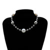 Hip Hop Necklace Zinc Alloy Round Bead Chain Choker Necklace For Women Trendy Statement Pearl Necklaces Women's Hip Hop Jewelry