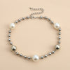 Hip Hop Necklace Zinc Alloy Round Bead Chain Choker Necklace For Women Trendy Statement Pearl Necklaces Women's Hip Hop Jewelry
