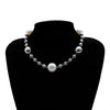 Hip Hop Necklace Zinc Alloy Round Bead Chain Choker Necklace For Women Trendy Statement Pearl Necklaces Women's Hip Hop Jewelry