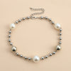 Hip Hop Necklace Zinc Alloy Round Bead Chain Choker Necklace For Women Trendy Statement Pearl Necklaces Women's Hip Hop Jewelry