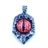 Hip-Hop Trendy Red Eye Stone Inlaid Pendant Necklace Eye of The Devil Pendant Men's Character Retro Devil Eye Pendant Chain