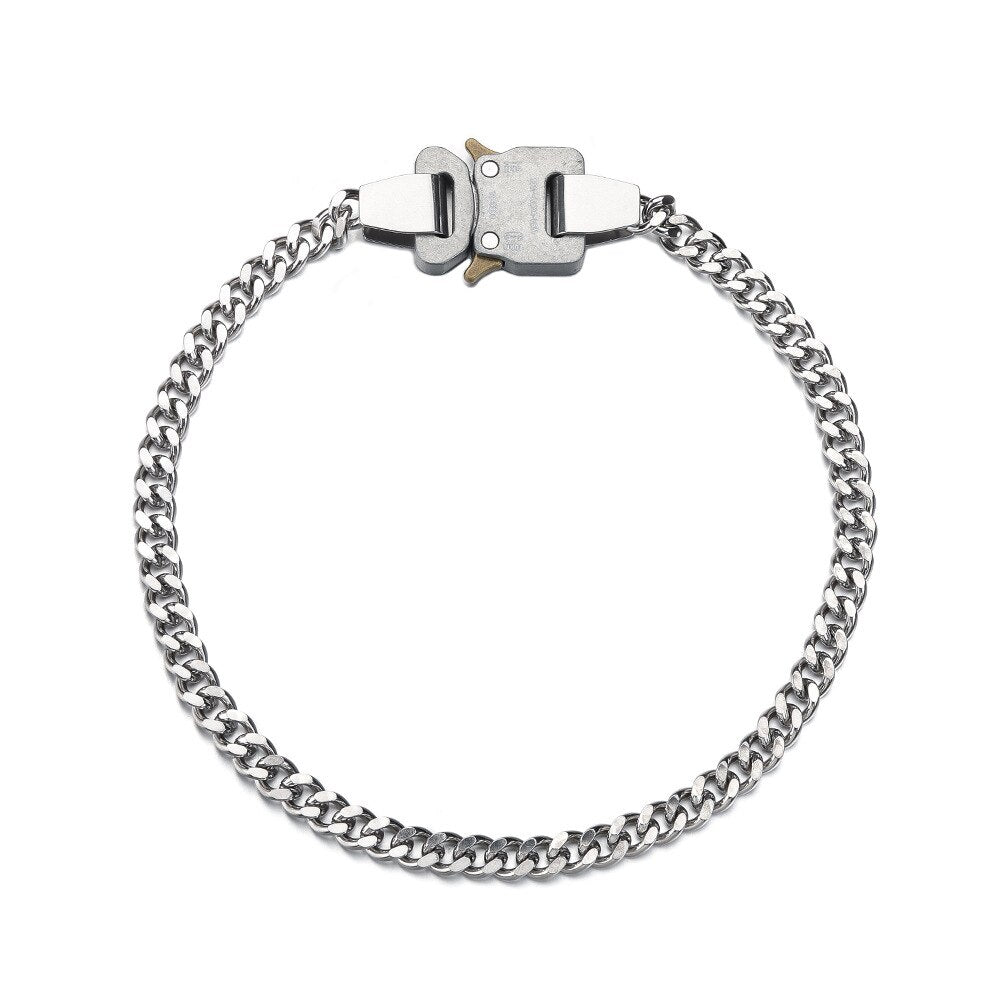 Hip Hop Plug Lock Metal Thick Chain Necklace Titanium Steel Clavicle Metal Chain Splicing Necklace Chain Charm Jewelry