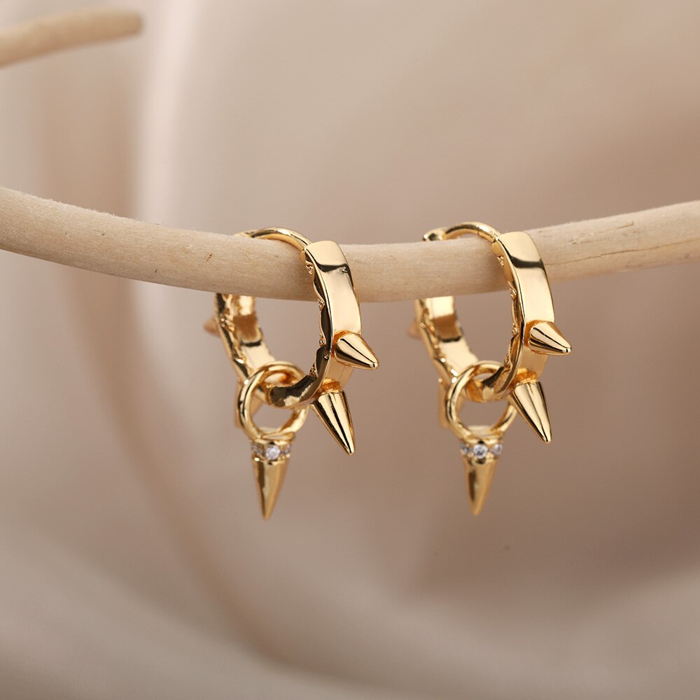 Hip-Hop Punk Hoop Earrings for Women Girls Luxury Stainless Steel Gold Color Hoops Earing Gothic Party Jewerly Gift Bijoux Femme