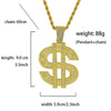 Hip Hop Punk Large US Dollar Money Sign Pendant With Cuban Chain Choker Necklace For Men Women