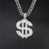 Hip Hop Punk Large US Dollar Money Sign Pendant With Cuban Chain Choker Necklace For Men Women