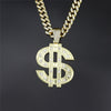 Hip Hop Punk Large US Dollar Money Sign Pendant With Cuban Chain Choker Necklace For Men Women