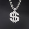Hip Hop Punk Large US Dollar Money Sign Pendant With Cuban Chain Choker Necklace For Men Women