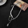 Hip Hop Punk Splice Chain Choker For Women Freshwater Pearl Pin Tasselled Clavicle Chain Street Snap Necklace Jewelry