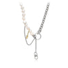 Hip Hop Punk Splice Chain Choker For Women Freshwater Pearl Pin Tasselled Clavicle Chain Street Snap Necklace Jewelry