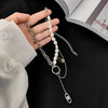 Hip Hop Punk Splice Chain Choker For Women Freshwater Pearl Pin Tasselled Clavicle Chain Street Snap Necklace Jewelry