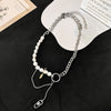 Hip Hop Punk Splice Chain Choker For Women Freshwater Pearl Pin Tasselled Clavicle Chain Street Snap Necklace Jewelry
