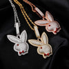 Hip Hop Rabbit Bad Bunny Pendant Micro Pave Cubic Zirconia For Gift 10mm Cuban Chain Can Be Wound
